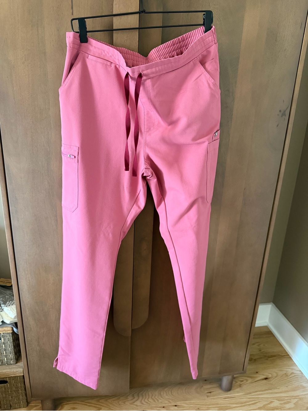 Figs Pink Straight-Leg Cargo Scrub Pants